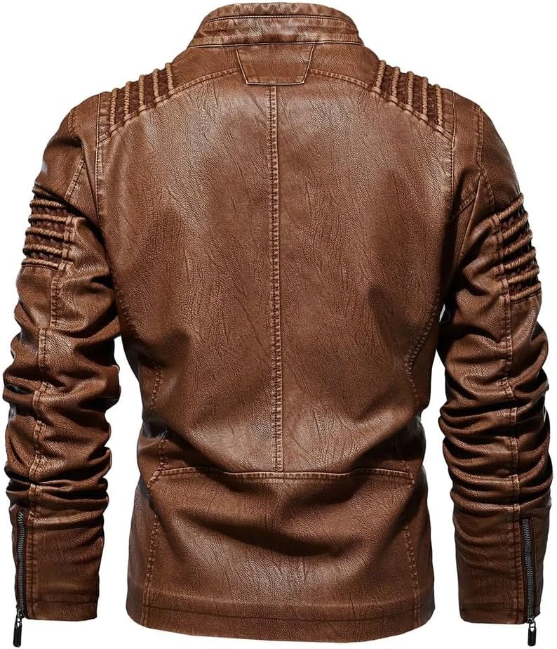 Chaqueta de Cuero Negro Estilo Motero